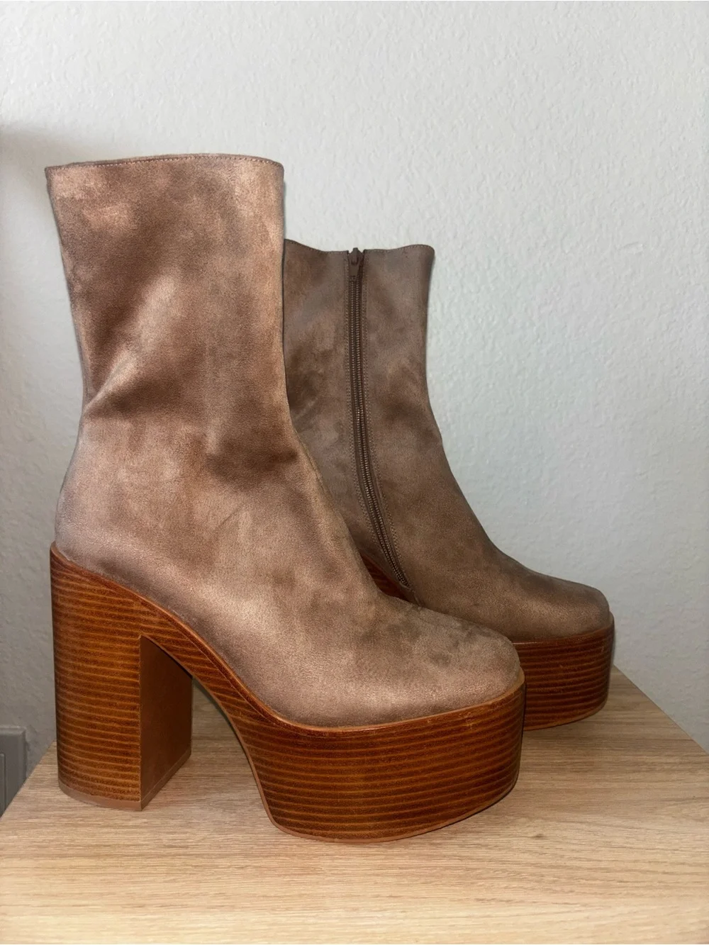 Jeffrey Campbell Taupe Suede Mexique Platform Bootie